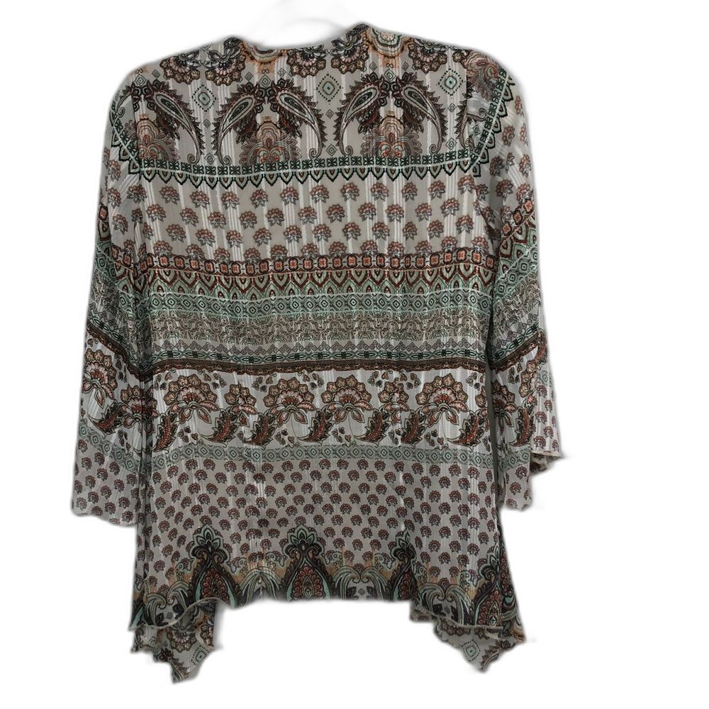 Sara Michelle Ladies Layered Boho Style Blouse Size Small Tan & Multicolored - Picture 2 of 9